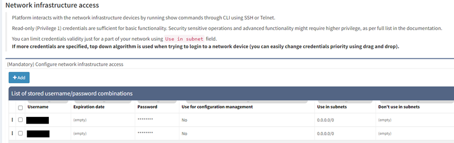 Network credentials