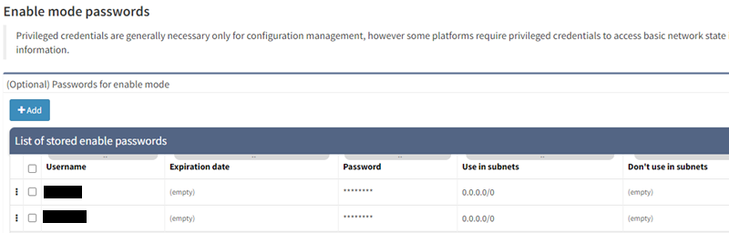 Enable passwords