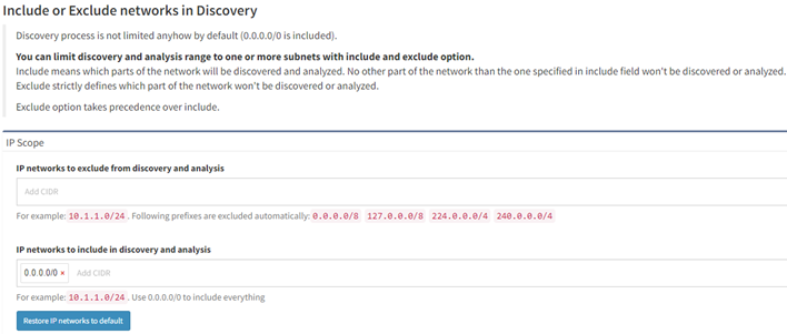 Include exclude networks