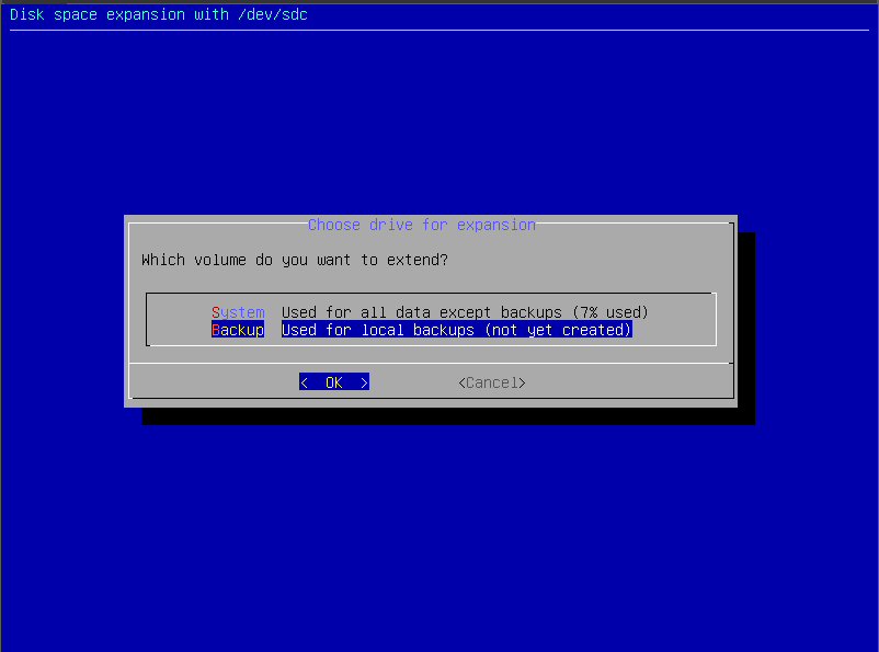 Choose drive expansion backup
