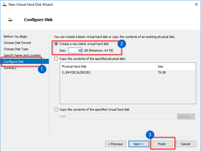 HyperV Add hard drive - space